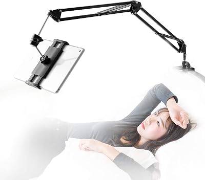 Samhousing Tabletstandaard voor bed, tablethouder, bed, tabletstandaard, 360 graden draaibaar, met stabiele aluminium arm, voor iPad, tablets, telefoons of andere apparaten met een beeldscherm van 4,5 tot 12,9 inch (11,4 tot 32,8 cm)