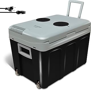 briebe Draagbare elektrische reis-koelbox voor auto, camping, 12 V/220 V, inhoud 40 l, wielen, koeling, houdt warm, energiebesparend, zwart