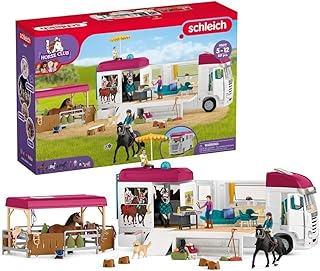 schleich HORSE CLUB | Paardenvrachtwagen 42619 | met paardenbox, 3 paarden, Lisa, haar ouders en accessoires | cadeau voor kinderen | speelgoed met paarden vanaf 5 jaar | set van 227 onderdelen