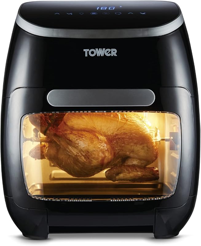 Tower T17039 Xpress Pro Airfryer - 5-in-1 digitale mini-elektrische oven - 5-in-1 digitale elektrische oven - olievrije friteuse - elektrische friteuse met snelle luchtcirculatie, timer van 60 minuten, 11 l, 2.000 W, zwart