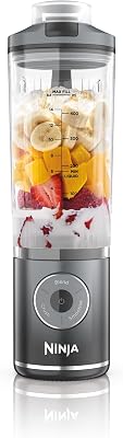 Ninja Blast Max draagbare blender, 570 ml, oplaadbare accu, blendbeker en lekbestendige deksel, 3 blendfuncties, maakt smoothies en proteïneshakes, blendt ijs en bevroren fruit, cool grijs BC251EUGY