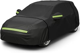 Favoto Autoafdekking, Winter, Volledige Afdekking, Stofdicht, Waterdicht, Autohoes, Autohoes voor 400cm-435cm Hatchback Zwart, 435cm x 180cm x 160cm 2,8kg