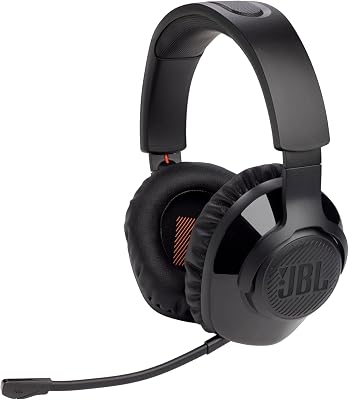 JBL Quantum 350 draadloze on-ear gaming headset, met afneembare microfoon, surround sound, 2-4GHz-connectiviteit, voor pc, Mac, Xbox, Playstation, Nintendo Switch, mobiel en VR