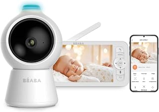 BÉABA Zen Smart AI - 3-in-1 Smart Video Babyfoon met 360° Full QHD 4MP camera, 720p HD-display, mobiele app, IA-roldetectie, nachtzicht, nachtzicht, walkietalkie, VOX, wit | 360° Full QHD 4MP camera, 720p HD-display, IA terugkeerdetectie, nachtzicht, mobiele app