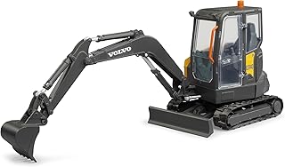 bruder 02465 - Volvo compacte graafmachine ECR40 | met rubberen rupsbanden, graafmachine, bouwplaats-speelgoed, schaal 1:16