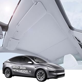 VION Dakzonnescherm voor nieuwe Tesla Model Y 2025-2026, volledige verduistering, ontwerp zonder doorzakken, dubbellaagse stof met grafeenversterkte UV-coating, Grijs