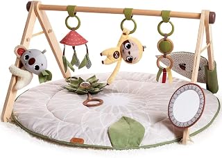 Tiny Love Luxe Developmental Gymini, Stijlvolle Houten Muzikale Babygym, 0+ Maanden, Baby Speelkleed, 20 Activiteiten, Draagbaar Muziekspeeltje, Hoogwaardige Bekleding, 12 Mijlpaalkaarten, Boho Chic
