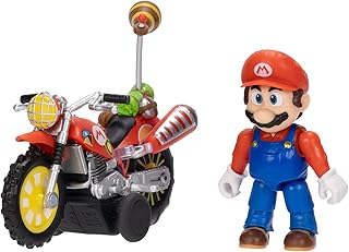 The Super Mario Galaxy Movie - Mario Figuur 6 cm Motor Met Terugtrekmechanisme - Officiële Licentie Jakks Pacific - 9 Articulatiepunten Terugtrek Voertuig - Nintendo Figuur Collectie - 3+ Jaar