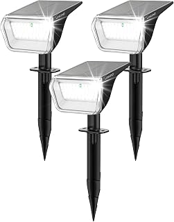 Linkind 60 led-zonnelamp voor buiten, tuin, 800 lumen, 6500 K, daglicht, tuinlamp met laadindicator, 135 graden instelbaar, boomspot met S-klasse batterij, IP67, weerbestendig, 3 stuks