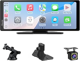Draagbaar Carplay-scherm, Carpuride V92R Draadloze Carplay & Android Auto, 10.26 Inch 1080P HD Touchscreen Radio met Real 720P Backup Camera/BT 5.0/Mirror Link Ondersteuning Truck RV Dash Mount