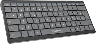 VulTech KEY-601WBT Toetsenbord, draadloos/Bluetooth, oplaadbaar, 80 uur, stil, Italiaanse QWERTY Ultraslim, 12 multimedia-bescherming voor pc/Mac/Linux smartphone/tablet/console