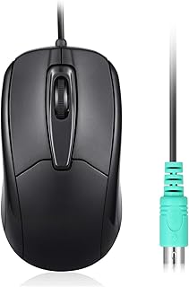 Perixx 10442 Perimice-209 P bekabelde PS2-muis met scrollwiel en optische resolutie met 1000 DPI voor computer, 1,8 m kabel, zwart