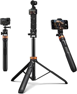 K&F Concept iPhone 175 cm selfiestick met 6,35 cm schroef, compact statief met telefoonhouder, cameratelefoonhouder met afstandsbediening voor DJI Osmo Pocket 3