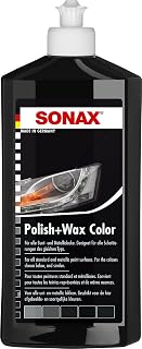 SONAX Polish+Wax Color zwart (500 ml) Polijstmiddel met zwarte kleurpigmenten en waxbestanddelen, Art-Nr. 02961000