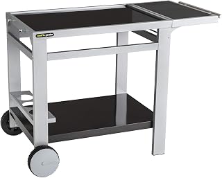 Cook'in Garden - Trolley Media L, trolley met beweegbaar werkblad en versterkte wielen, ideaal voor tuin of terras, ideale houder voor plancha of barbecue, zwart/grijs