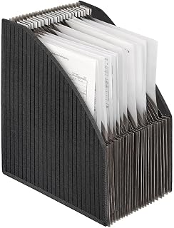 Veloflex 4446280 - Staande verzamelbox DIN A4, sterke PP-folie, met textiel versterkte randen, doos met 23 vakken, geschikt voor A4-documenten, onderste deel flexibel, zwart, 1 stuk