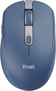 Trust Ozaa Stille Draadloze Muis Bluetooth + 2.4GHz, Compacte Wireless Mouse, 60% Gerecycled Plastic, Oplaadbare Bluetooth Mouse PC Computer Laptop Windows Android Mac - Blauw