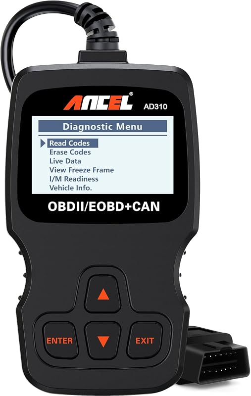 ANCEL AD310 Classic Verbeterd universeel OBD II diagnoseapparaat voor motorfoutcode-lezer, zwart