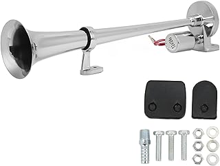 Aramox Aramox Elektrische Trompethoorn, 12V/24V, Enkele Buis, 135dB, Luchthoorn Luidspreker Kit voor Auto, Vrachtwagens, Boten