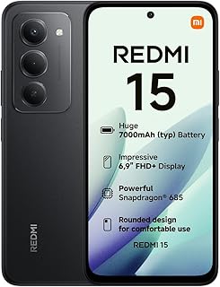 Xiaomi Redmi 15, Smartphone 8+256GB, 6.9" FHD+ 144Hz DotDisplay, Snapdragon 685, 50MP AI dual camera, 7000mAh Battery, Midnight Black, Charger Not Included