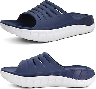 KuaiLu Teenslippers Heren Zacht Leer baden Flip Flops voor Mannen Yogamat Zomer Leder Vakantie Strand Modieuze Sandalen Brede voeten Zwembad Douche Non Slip Schoenen