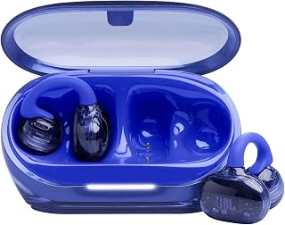 JBL Soundgear Clips True Wireless open-ear hoofdtelefoon, SonicArc Design, tot 32 uur totale afspeeltijd, 4 beamforming microfoons, IP54 water- en stofbestendig, JBL OpenSound technologie, Ghost Blue