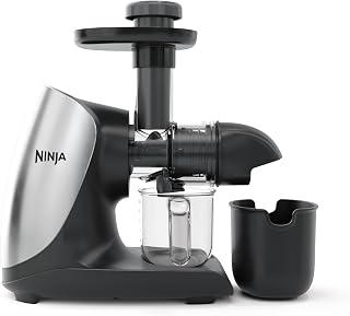 Ninja Juicer met Cold Press Technology & Pulpcontrole, Slow Juicer, Sapcentrifuge, 470ml Sapkan, 3 Pulpfilters, Reinigingsborstel, BPA-vrij, Vaatwasmachinebestendige onderdelen, 150W, Zwart, JC100EU