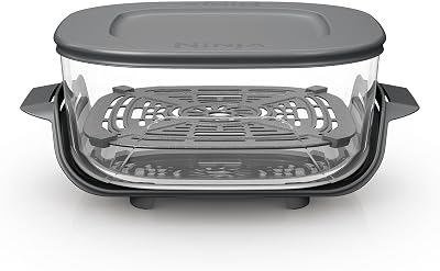 Ninja CRISPi 3,8 l TempWare glazen container met deksel, grote thermische schokbestendige glazen airfryer bowl voor bereiden, koken en bewaren, BPA-vrij deksel XSKLIDPLTEUUK