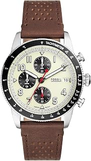 Fossil Sport Tourer horloge voor heren, Quartz chronograaf uurwerk met roestvrij stalen, leren of siliconen band