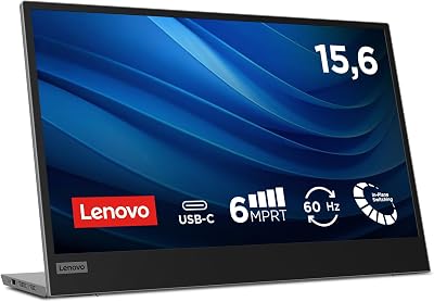 Lenovo L15 draagbare monitor, 15,6 inch FullHD IPS-display, 60 Hz, 6 Ms, USB-C-ingang, kantelverstelbaar, grijs