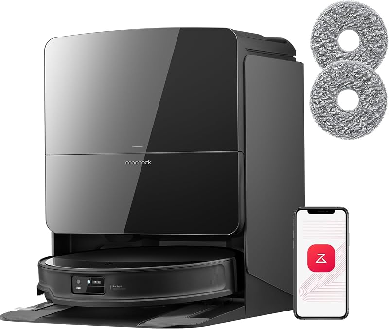 roborock Saros 10R Set Stofzuigrobot met Dweilfunctie en Verwisselbare Dweil, 22.000 Pa HyperForce Zuigkracht, 7,98 cm Ultraslank Ontwerp, StarSight System 2.0, Zero-Tangle System (Met 2 Dweilen)