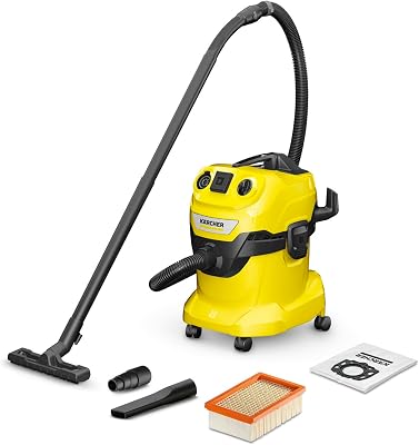 Kärcher WD 4 P S V-20/5/22 Zuigreservoir voor vloeistoffen, elektrisch gereedschap, krachtige stofzuiger met 220 AW, 1000 W, met zak, geel/zwart