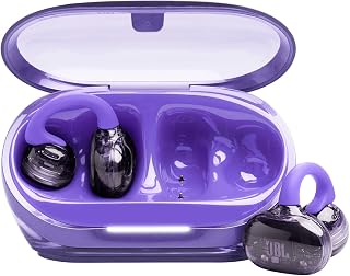 JBL Soundgear Clips True Wireless open-ear hoofdtelefoon, SonicArc Design, tot 32 uur totale afspeeltijd, IP54 water- en stofbestendig, JBL OpenSound technologie, Ghost Purple