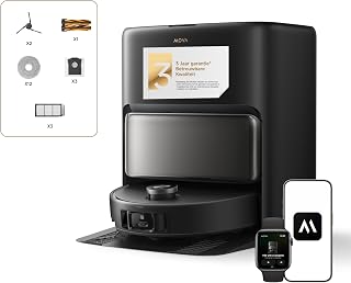 MOVA V50 Ultra Complete Robotstofzuiger en Dweil, Met Automatisch Ledigen Heeft een Zuigkracht Van 24.000 Pa, Thermodweilen Met DuoSolution-systeem, FlexiRise-navigatie, Zwart