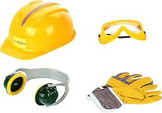 Theo Klein 8537 Bosch set met accessoires Kwalitatief hoogwaardige werkhandschoenen, veiligheidsbril, oorbeschermers en helm In Bosch-design Speelgoed voor kinderen vanaf 3 jaar,