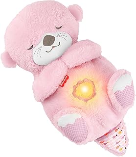 Fisher-Price Babyspeelgoed, Bedtijd Otter, roze draagbaar geluidsapparaatje met adembeweging en licht voor baby's, vanaf de geboorte, JLJ33