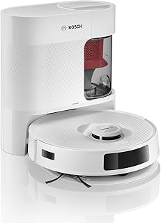 Bosch Spotless + BCRD1W Robotstofzuiger met Dweilfunctie, 11,000 Pa Zuigkracht, Statische natte dweil, Droog servicestation, Smart Vision Infrarood Navigatie, Bosch Home Connect App, Wit