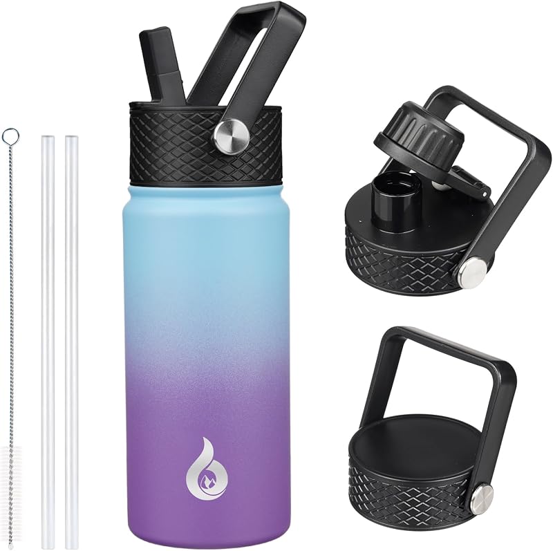 BJPKPK 530 ml Geïsoleerde Stijfmetaal Waterfles Met Rietjesdeksel - outlet/retourdeal