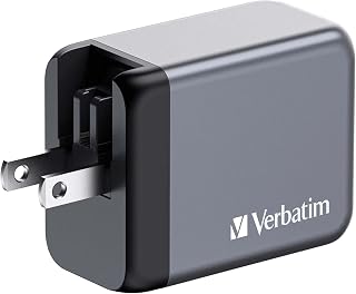 Verbatim GaN Charger 65 W, 3 poorten USB-C oplader, power adapter met 2 x USB-C en 1 x USB-A, snellader als meervoudige stekker, voor Apple MacBook, Notebook, iPad, iPhone, Samsung en Co