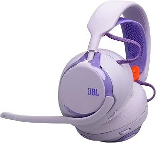 JBL Quantum 650 draadloze Bluetooth gaming headset met JBL Quantum Spatial Sound, noise-cancelling microfoon, USB-C kabel, 45 uur accuduur en vervangbare onderdelen, multiplatform compatibel, paars