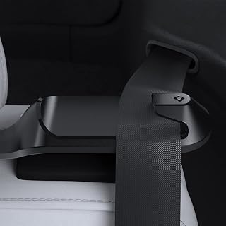 Spigen Tesla Model Y (~2024) Auto Achterbank Gordelhouder 2 Stucks, Veiligheidsgordeclip, Hoogwaardige en Duurzame Materialen, Ontworpen voor Tesla Model Y Accessoires - Zwart