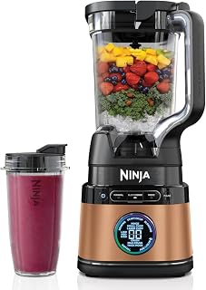 Ninja 2-in-1 Detect Power Blender Pro & Single Serve, 1200W-Blender met 2L-Kan (1900 ml Max Vloeistofcapaciteit) & Beker, Blend Smoothies, Hak Groenten & Mix IJsdrankjes, Zwart/Koper, TB301EUCP