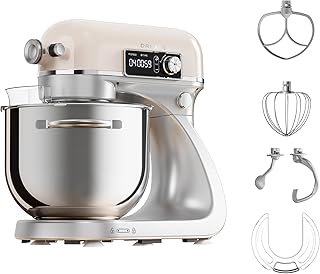 DREAME BioKnead™ Keukenmachine. Gepatenteerde dubbele haak en stille 800 W DC-motor met kom van 6 liter. Digitaal display, 12 snelheden en diverse accessoires voor elke taak.