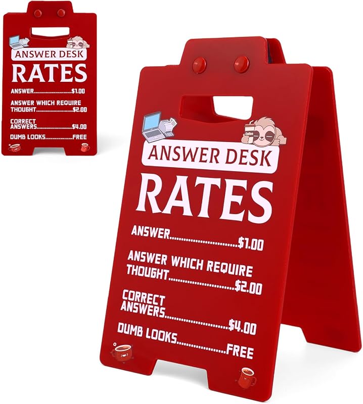 Antwoordbureau Tarievenbord, 15,8x9,7cm Grappige Kantoorgrappen Acryl Leuke Kantoordecoratie Coole Dingen voor Collega's Kantoorartikelen voor Teamgenoten Werknemers (Luiaardstijl)