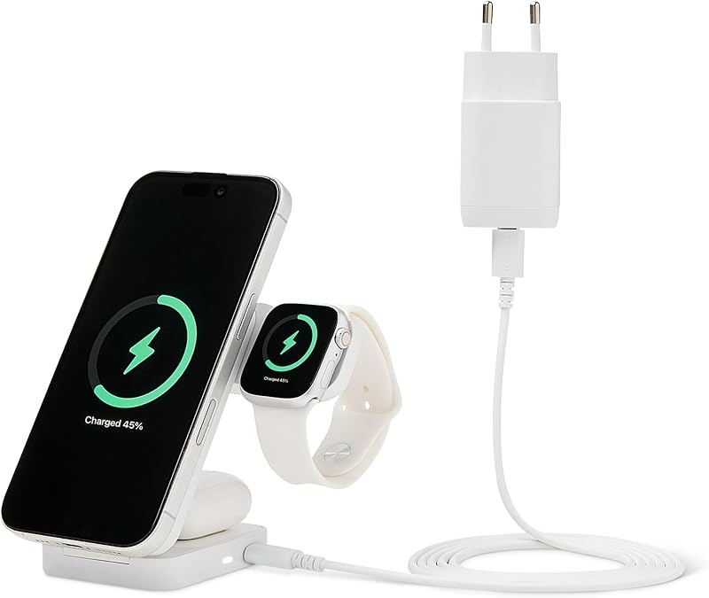 Amazon Basics 25W Qi2.2-gecertificeerd 3-in-1 draadloos laadstation - outlet/retourdeal