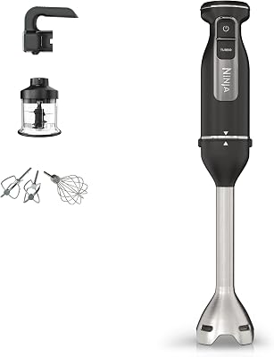 Ninja Foodi 3-in-1 Staafmixer, Handmixer & Hakmolen met Geleidelijke Start, 2 Meng- & 5 Mixsnelheden om te Hakken, Mixen, Kneden, Mengen & Meer, Vaatwasserbestendige Onderdelen, 850W, Zwart, CI100EU