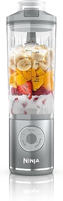Ninja Blast Max draagbare blender, 570 ml, oplaadbare accu, blendbeker en lekbestendige deksel, 3 blendfuncties, maakt smoothies en proteïneshakes, blendt ijs en bevroren fruit, zilver BC251EUSL