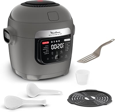 Moulinex Multicook Fry YY5553FB Multikoker en airfryer, 12 programma's, 6 l, grijs, inclusief spatel