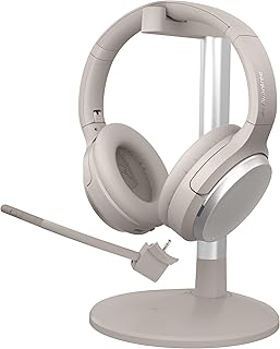 Avantree Eon - Bluetooth-koptelefoon met afneembare ruisonderdrukkende microfoon en oplaadstandaard voor muziek en oproepen op pc-telefoon, draadloze en bekabelde over-ear headset met ANC