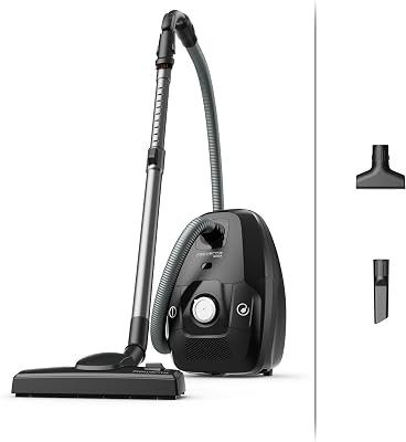 Rowenta RO6136 Force Max Silence-stofzuiger, carkit, 900 W motor met laag verbruik, HEPA-klasse filtratie, stilte, 12 m actieradius, hygiënische zak wissel, compact ontwerp Zwart